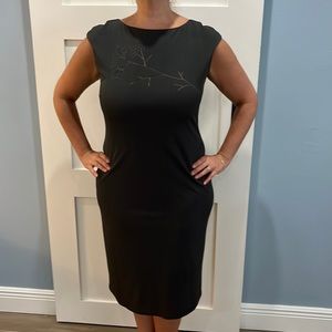 Max Studio straight below knees dress Size L dark grey fully lined form fitting